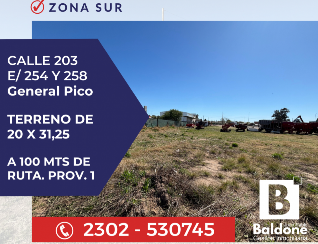 TERRENO EN VENTA EN ZONA SUR - Calle 203 e/ 254 y 258 - Gral. Pico - La Pampa